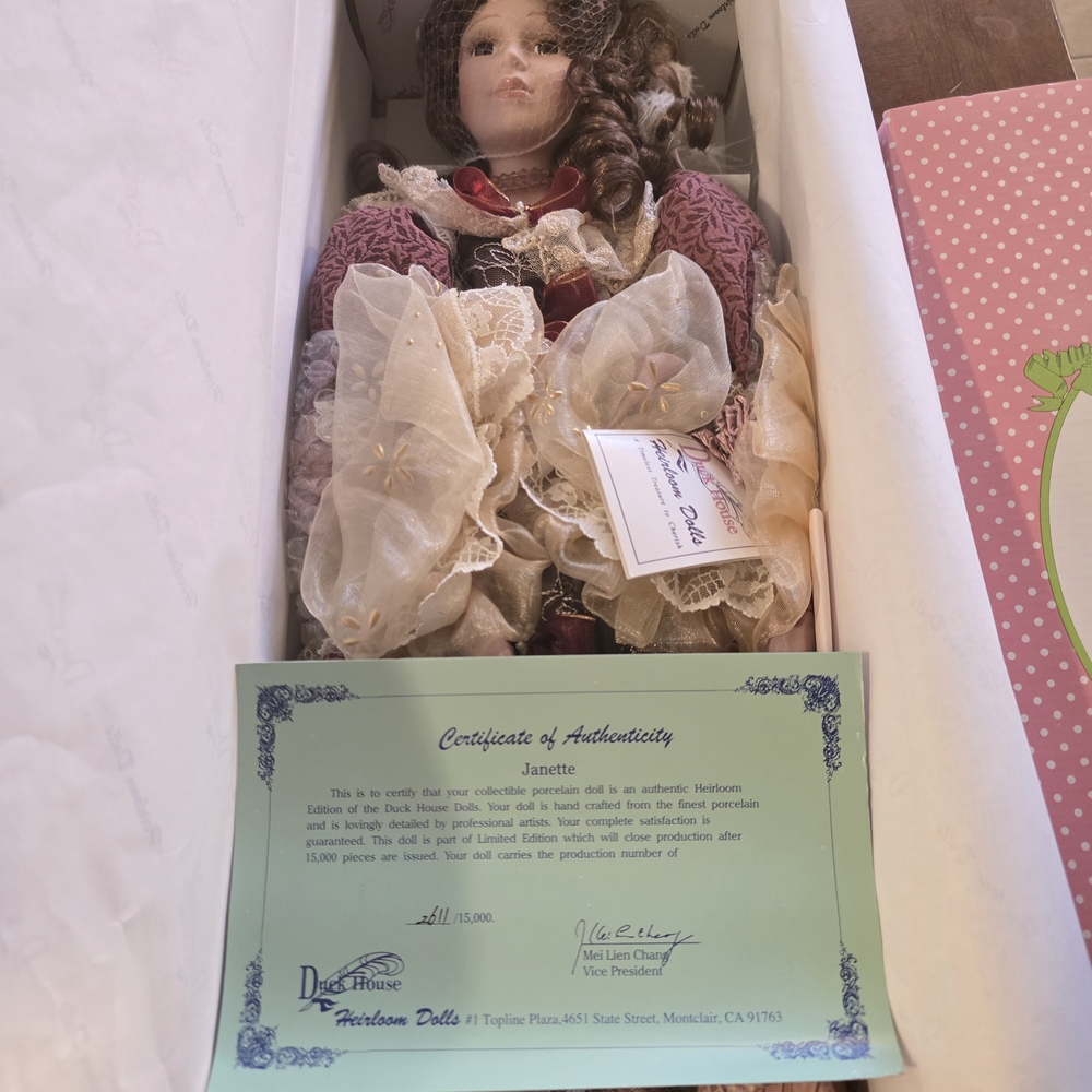 Dollhouse Janette Porcelain Doll - Cream and Brown